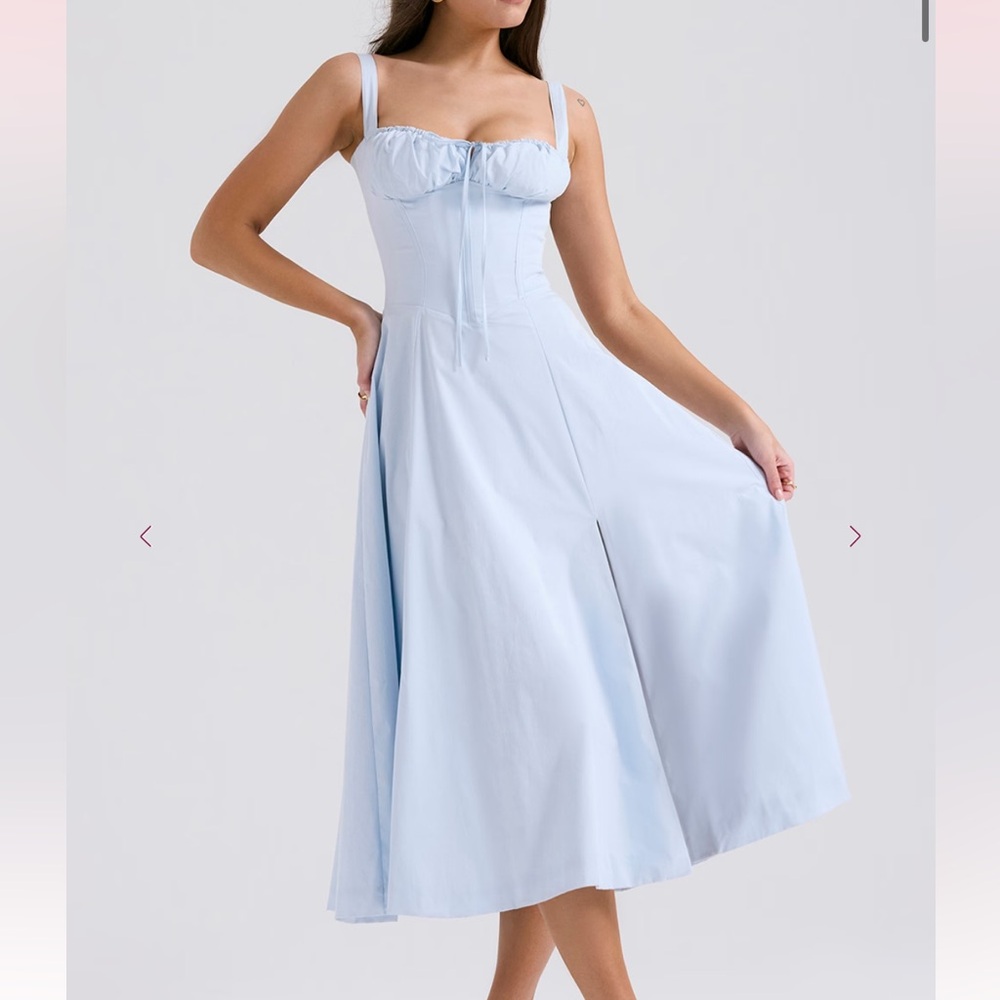 House of CB Carmen baby blue midi dress size small/bigger cup